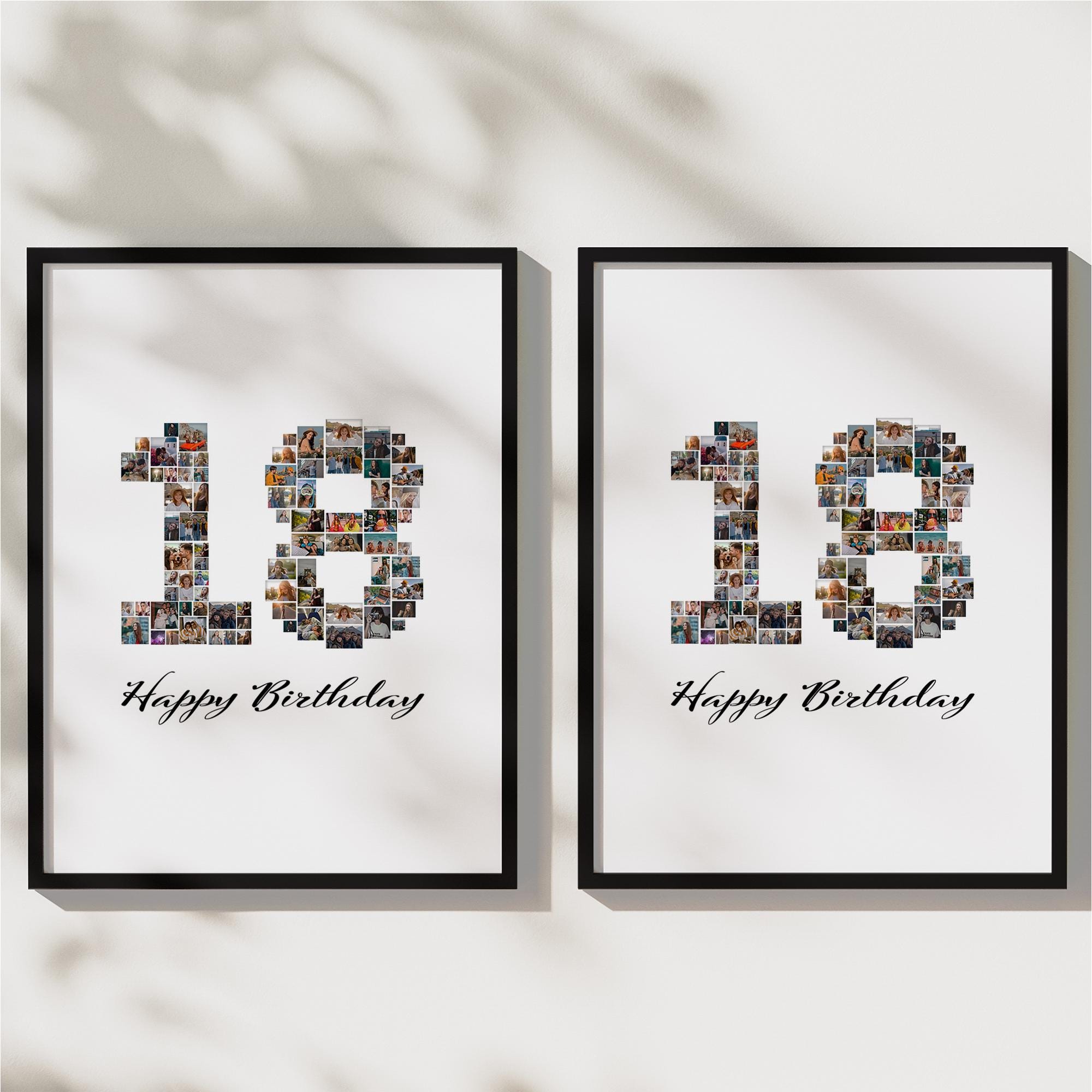 18th Birthday Photo Collage, Personalized 18th Birthday Photo Collage, Photo Collage, Number Collage, Birthday Gift, Personalized Decor