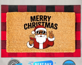 Merry Christmas Doormat, Christmas Decor, Holiday Doormat, Santa Decor, New Home Gift, Home Decor, Front Door Mat, Christmas Doormat