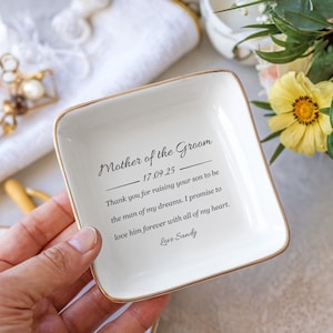 Custom Mother of The Groom Trinket Dish, Jewelry Dish, Gift From Daughter, Mom Ring Dish, Personalized Gift, Ceramic Dish, Gift from Bride