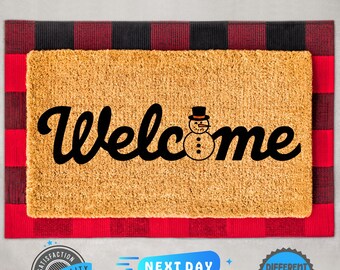 Welcome Snowman Doormat, Christmas Decor, Holiday Doormat, Holiday Decor, Housewarming Gift, Home Decor, Unique Gift, Front Door Mat