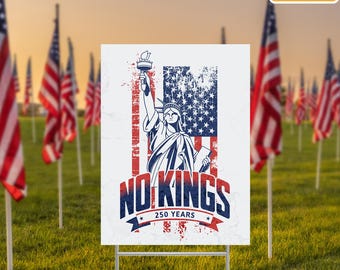 No Kings Yard Sign, American Eagle Patriotic Decor, 24x18 Lawn Sign