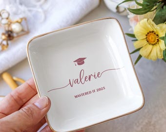 Custom College Graduation Trinket Dish, Personalized Gift, Graduation Gift, Class of 2026, University Ring Dish, Graduation 2026, Ring Dish