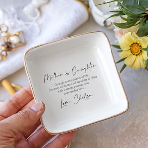 Custom Mother and Daughter Trinket Dish, Jewelry Dish, Gift From Daughter, Mom Ring Dish, Personalized Gift, Ceramic Dish, Mother&#39;s Day Gift