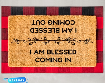 I Am Blessed Doormat, Welcome Door Mat, Home Gift, Housewarming Gift, Front Door Decor, Porch Decor, Religious Doormat, Doormat Outdoor