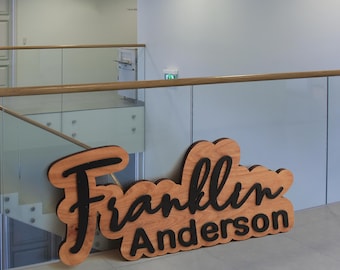 Custom Wood Name Wall Sign, Cut Out Sign, Wooden Name Sign, Custom Gift, Last Name Sign, Custom Wood Name, Name Wall Sign, Laser Cut Out