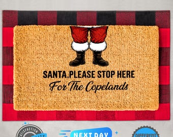 Personalized Christmas Doormat, Santa Claus Doormat, Custom Doormat, Personalized Doormat, Welcome Mat, Christmas Doormat, Santa Decor