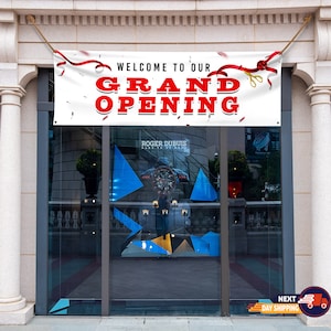 Welcome To Our Grand Opening, Grand Opening Banner, Opening Sign, Party Banner, Business Banner, Advertising Banner, Full Color Vinyl Banner