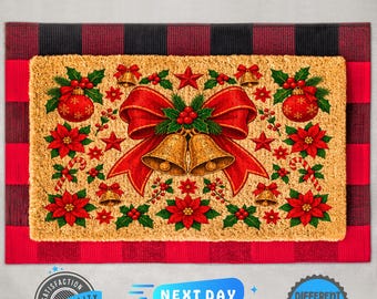 Christmas Doormat, Coir Welcome Mat, Holiday Decor, Tis The Season