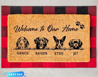 Personalized Dog Welcome Mat, Custom Doormat, Dog Doormat, Unique Dog Gift, Housewarming Gift, Welcome Mat, New Home Gifts, Pet Lover Gift