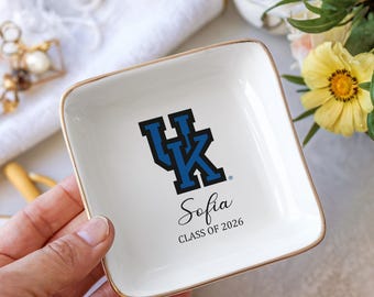 Custom College Logo Trinket Dish, Personalized Gift, Graduation Gift, Class of 2026, Gift for Friend, University Ring Dish, Graduation 2026