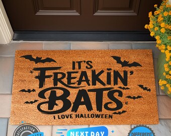 Doormat Its Freakin' Bats I Love Halloween, Welcome Mat, Halloween Decor, Home Doormat, Outdoor Mat, Halloween Gift, Trick or Treat