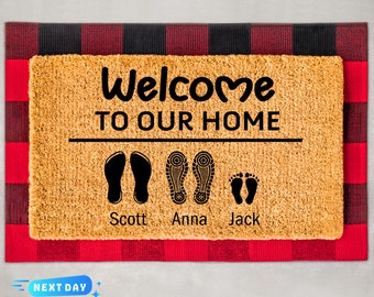 Custom Family & Pet Name Doormat, Custom Name Doormat, Welcome Mat, Housewarming Gift,  New Home Decor, New Home Gifts, Pet Lover Gift