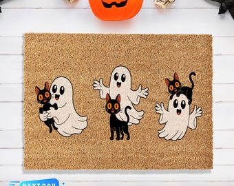 Ghost Doormat, Halloween Cats Doormat, Closing Gift, Halloween Decor, Spooky Season, Halloween Porch Decor, Cat Doormat, Cute Doormat