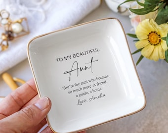 Custom To My Aunt Trinket Dish, Jewelry Dish, Gift Aunt, Aunt Ring Dish, Personalized Gift, Ceramic Dish, Mother's Day Gift, Aunt Birthday