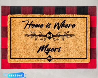 Custom Name Doormat, Housewarming Gift, Gift For Couple, Closing Gift, Welcome Mat, Front Door Mat, Outdoor Doormat, Entryway Decor