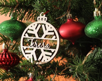 Wooden Ornament, Personalized Christmas Gift, Custom Name, Laser Cut Ornament, Engraved Ornament, Personalized Decor, Christmas Ornament