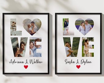 Custom Couple Photo Frame, Valentine's Day Gift, Living Room Wall Art, Love Photo Collage, Custom Photo Gift, Framed Print, Gift For Couple