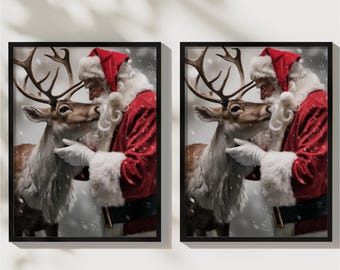 Santa Deer Photo Frame, Christmas Wall Decoration, Santa Claus