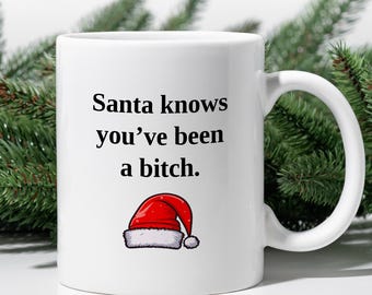 Funny Christmas Mug, Santa Mug, Christmas Gift, Gift for Friend, Coworker Gift, Funny Coffee Mug, Ceramic Mug, Holiday Gift, Gift for her