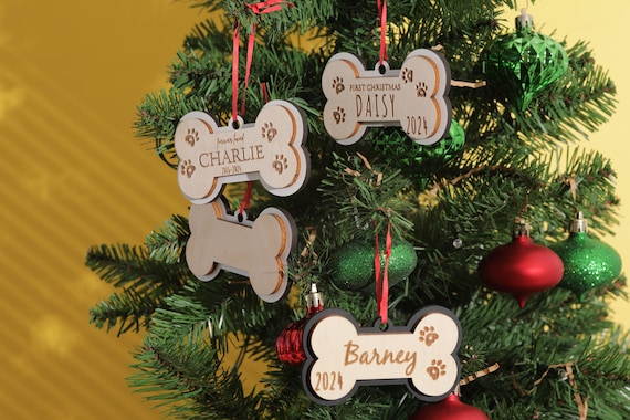Personalized Dog Name Ornament, Custom Ornament, Laser Cut Ornament, Holiday Ornaments, Dog Bone Ornament, Christmas Ornament, Xmas Gift
