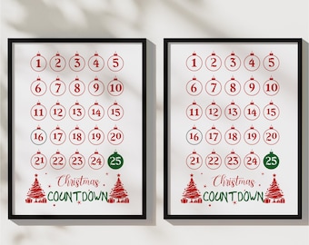 Christmas Countdown Calendar, Framed Holiday Wall Art