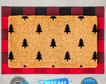Cute Christmas Trees Doormat, Christmas Tree, Christmas Door Mat, Xmas Decor, Christmas Mat, Porch Decor, Christmas Porch, Family Christmas