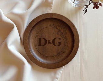Custom Engagement Ring Dish, Wedding Ring Dish, Wood Trinket Dish, Birth Flower Ring Dish, Birthh Flower Gift, Floral Ring Dish, Custom Gift