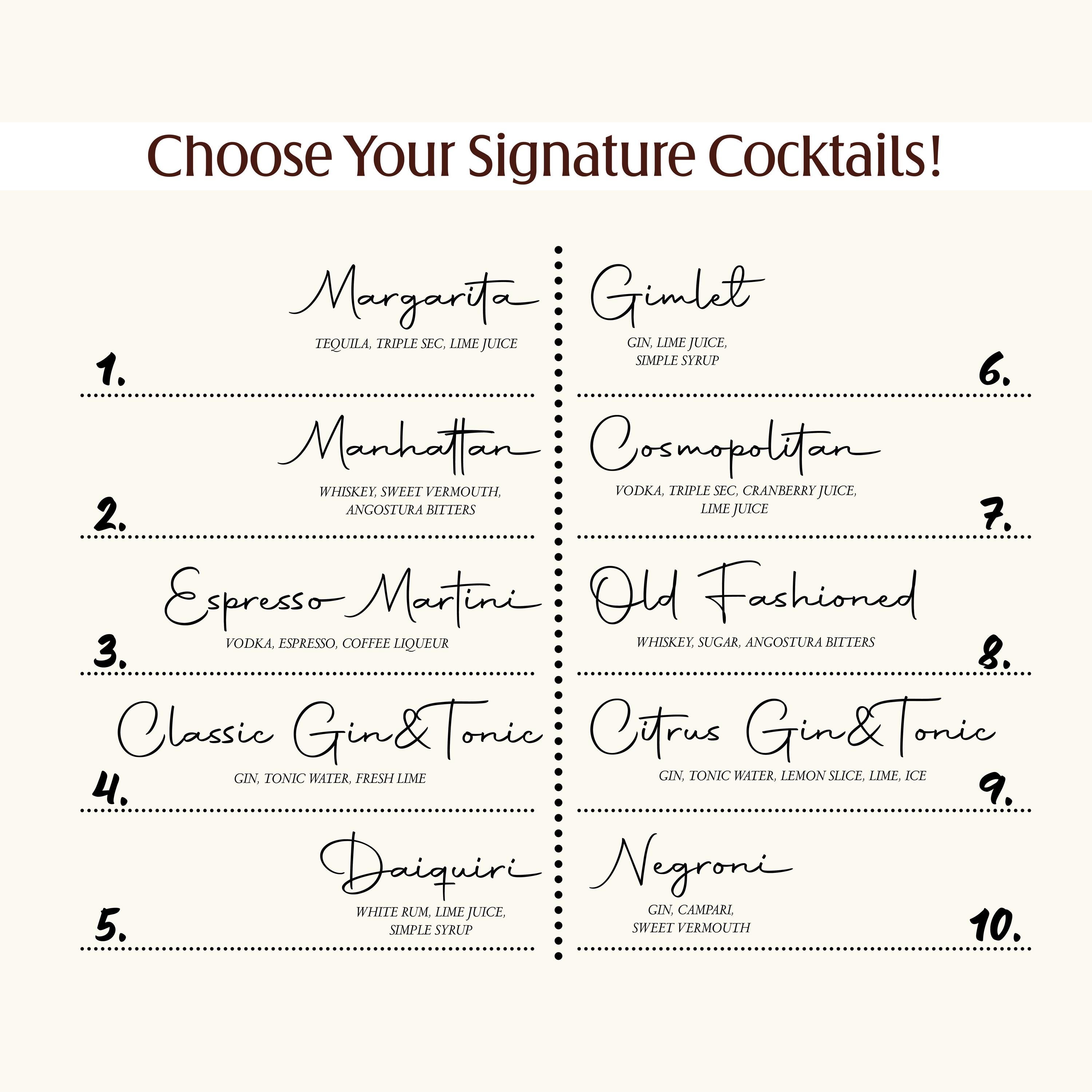 Custom Couple Signature Drinks Print, Wall Art, Gift for Couple, Custom ...