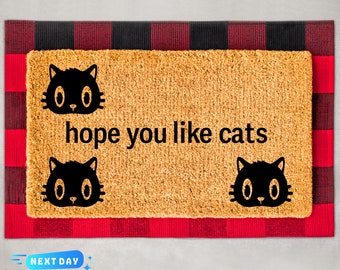Hope You Like Cats Mat, Cat Owner Decor, Cat Mom Gift, Cat Doormat, Cat Decor, Pet Lover Gift, Front Door Mat, Outdoor Decor, Front Door Mat