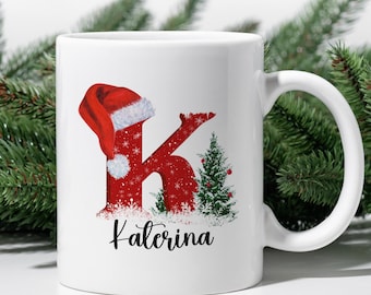 Christmas Letter Mug, Custom Letter Mug, Christmas Gift, Monogram Coffee Mug, Holiday Gift, Initial Mug, Letter Mug, Custom Coffee Mug