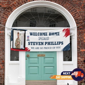 Personalized Welcome Home Banner, Military Banner, Homecoming Gift, Homecoming Banner, Homecoming Decor, Custom Vinyl Banner, Custom Banner