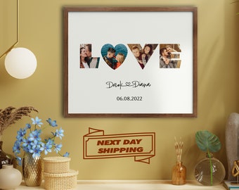 Couple Photo Collage, Love Photo Collage, Anniversary Gift, Couple Gift, Photo Collage, Wall Decor, Photo Frame, Engagement Gift, Home Gift