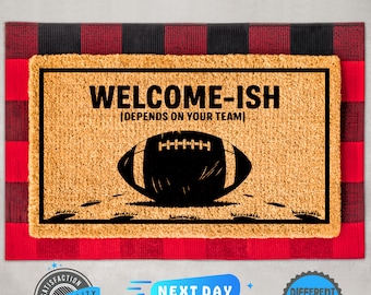 Welcome Football Doormat, Welcome Doormat, Football Season, Fall Patio Decor, Porch Decor, Fall Doormat, Coir Doormat, Outdoor Doormat