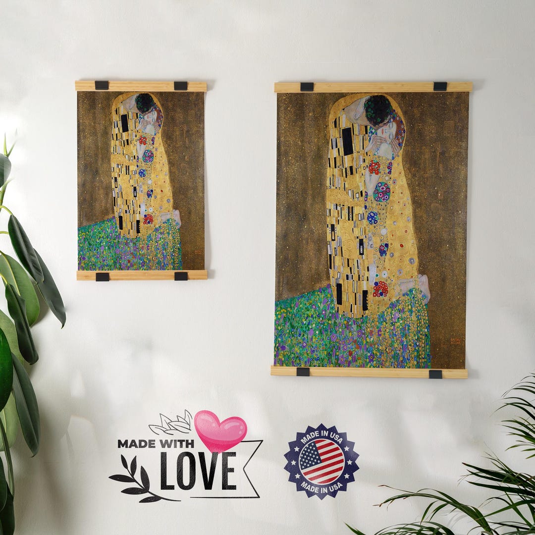 The Kiss by Gustav Klimt Hanging Canvas, Wall Hanging, Hanging Canvas ...