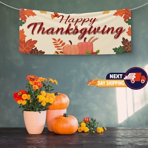 Happy Thanksgiving Day Banner, Thanksgiving Day, Thanksgiving Banner, Happy Thanksgiving, Party Banner, Party Sign, Celebrate Banner