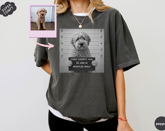 Custom Pet Mugshot T-Shirt or Sweatshirt, Personalized Dog/Cat Portrait TS103
