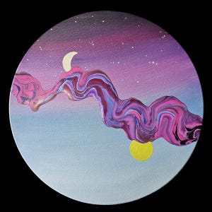 Sun & Moon Abstract Acrylic Painting: Celestial Kids Room Decor