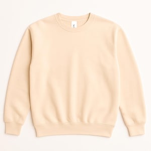 flat lay of Lightweight French terry blank crewneck sweatshirt in beige color