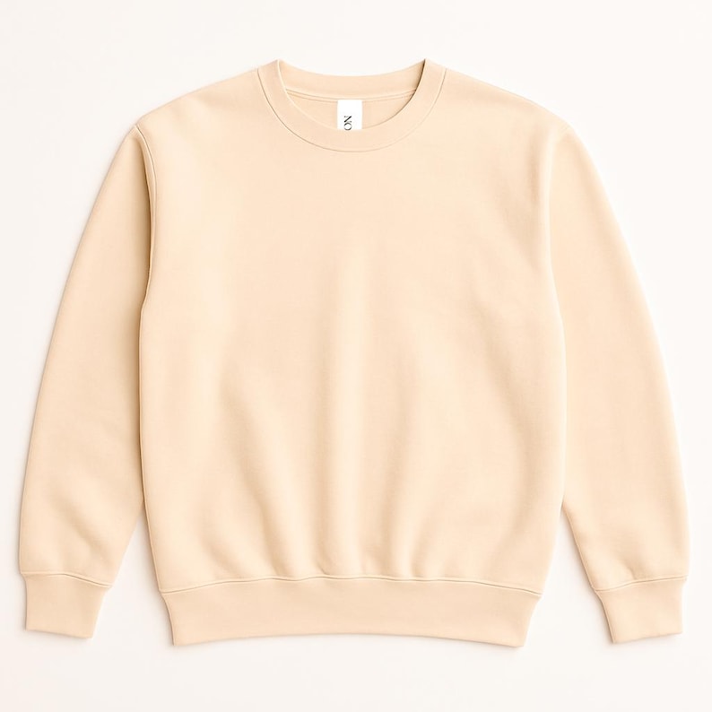 flat lay of Lightweight French terry blank crewneck sweatshirt in beige color