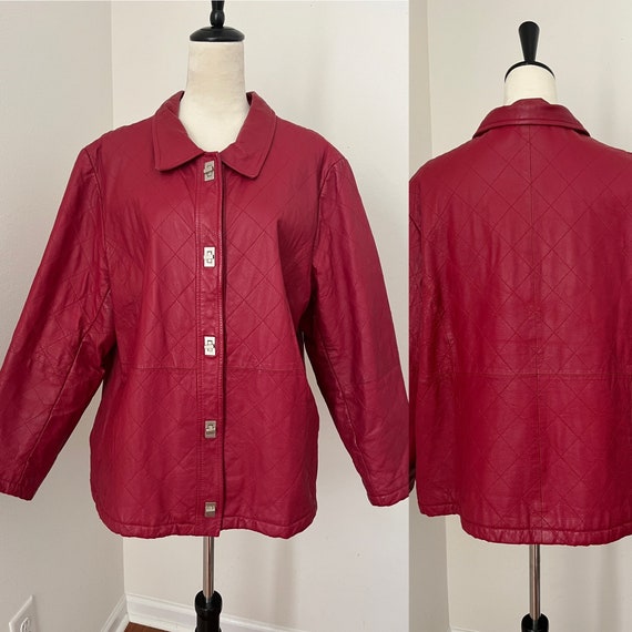 Vintage Dialogue Red Genuine Leather Jacket