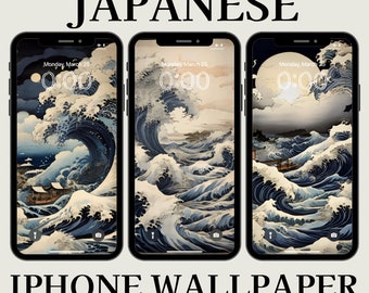 japanese aesthetic iphone wallpaper download traditional japanese art Japanese gifts vintage japanese waves print woodblock print ukiyoe