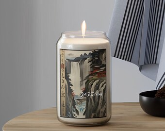 Japanese aesthetic scented candle 13.75oz | soy way blend modern candle label japanese art japanese gifts ukiyoe