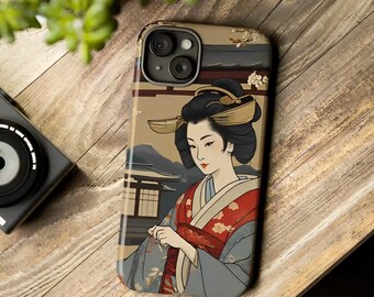 Japanese aesthetic tough iphone case | japanese ukiyoe art japanese iphone case japanese gifts aesthetic iphone case iphone 15 14 13 12 11