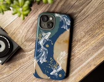 Japanese aesthetic tough iphone case | japanese koi fish art japanese iphone case japanese gifts aesthetic iphone case iphone 15 14 13 12