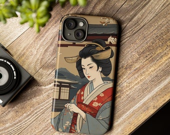 Japanese aesthetic tough iphone case | japanese ukiyoe art japanese iphone case japanese gifts aesthetic iphone case iphone 15 14 13 12 11