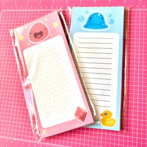 Cute Puddle and Pink Slime Rancher and Honey Slime Notepad and Writing Pad 30 pages for Daily Memos Cute Decor for Desk, Kitchen, and Gift