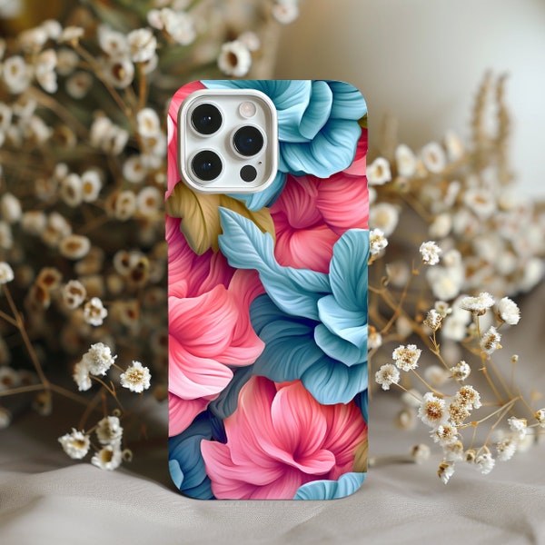 3D Floral Aesthetic IPhone Case for IPhone 12/13/14/15 Pro, 3D Flowers Iphone Case, Stylish Phone Cover for iPhone, Digital Download