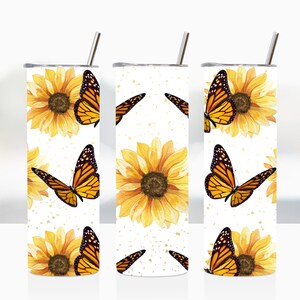 Butterfly Sublimation Designs for Skinny Tumbler Wrap PNG | 20oz Tumbler Design | 30oz Skinny Tumbler Design | Digital Design Download