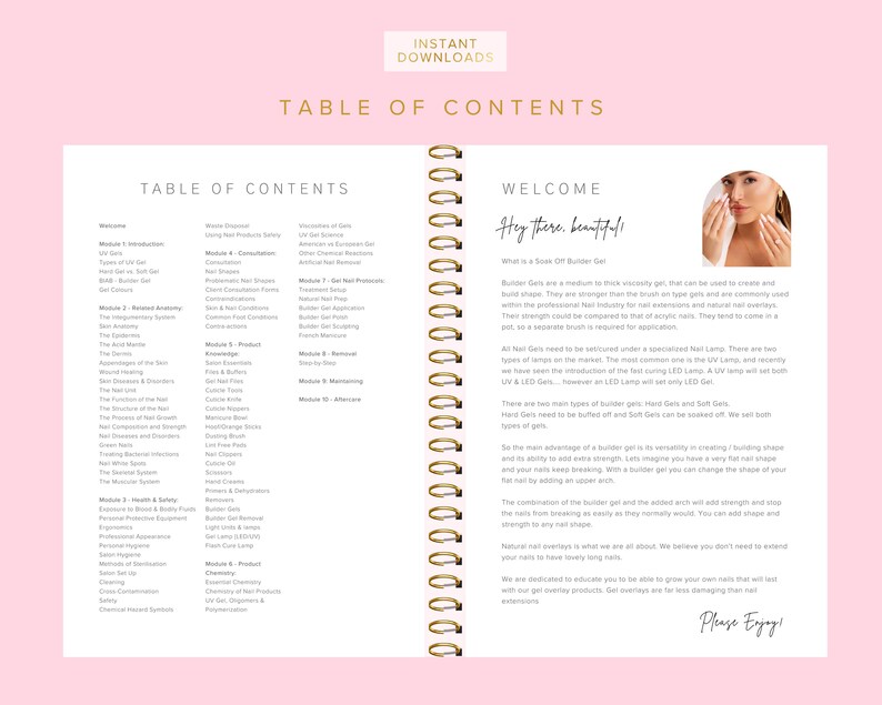 BIAB Builder Gel Training Manual, Editable Nail Course (Canva)