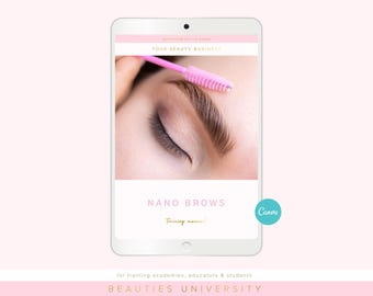 Manuale di formazione Nano Brows – Guida per studenti Canva modificabile (download digitale)